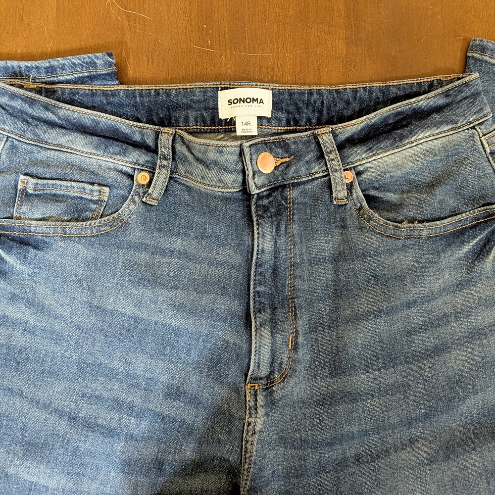 Sonoma Denim Blue Jeans Light Wash High Rise Straight Leg Size 14R 99% Cotton - Picture 4 of 9